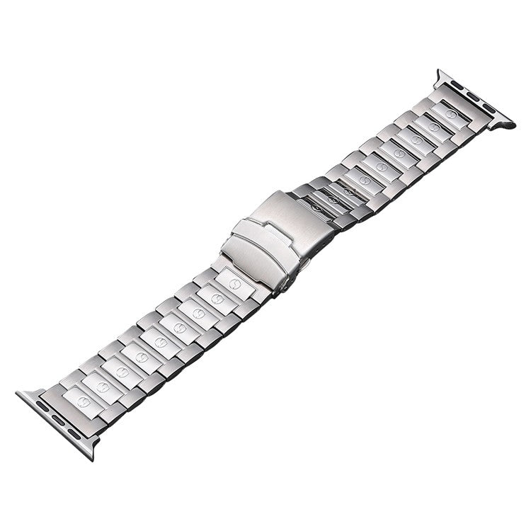 For Apple Watch Series 7 41mm Safety Buckle Titanium Steel Watch Band(Silver) - Watch Bands by PMC Jewellery | Online Shopping South Africa | PMC Jewellery