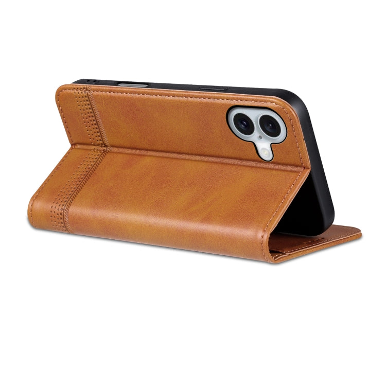 For iPhone 16 AZNS Magnetic Calf Texture Flip Leather Phone Case(Light Brown) - iPhone 16 Cases by AZNS | Online Shopping South Africa | PMC Jewellery | Buy Now Pay Later Mobicred