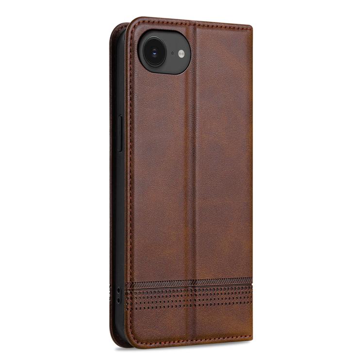 For iPhone 16e AZNS Magnetic Calf Texture Flip Leather Phone Case(Dark Brown) - free shipping - PMC TechLife - Order now!
