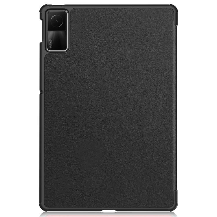 For Xiaomi Redmi Pad SE Custer Pure Color 3-Fold Holder Leather Tablet Case(Black) - More Tablet Cases by PMC TechLife | Online Shopping South Africa | PMC TechLife | Buy Now Pay Later Mobicred