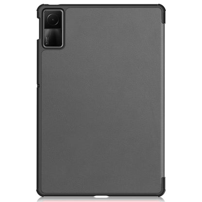 For Xiaomi Redmi Pad SE Custer Pure Color 3-Fold Holder Leather Tablet Case(Grey) - More Tablet Cases by PMC Jewellery | Online Shopping South Africa | PMC Jewellery