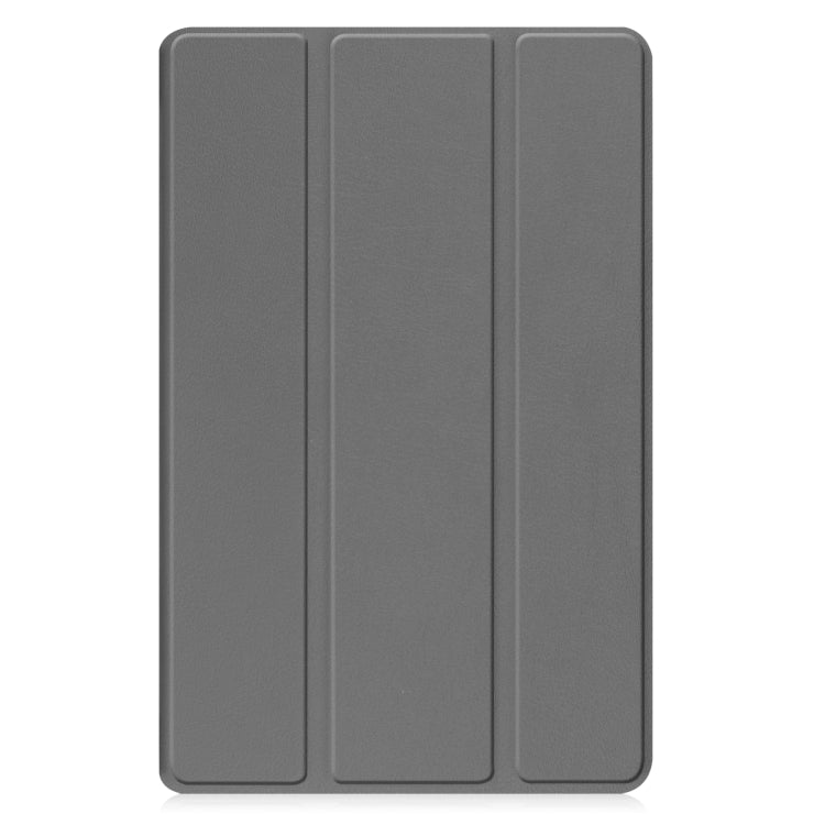 For Samsung Galaxy Tab A9 Custer Pure Color 3-Fold Holder Leather Tablet Case(Grey) - Others by PMC TechLife | Online Shopping South Africa | PMC TechLife | Buy Now Pay Later Mobicred