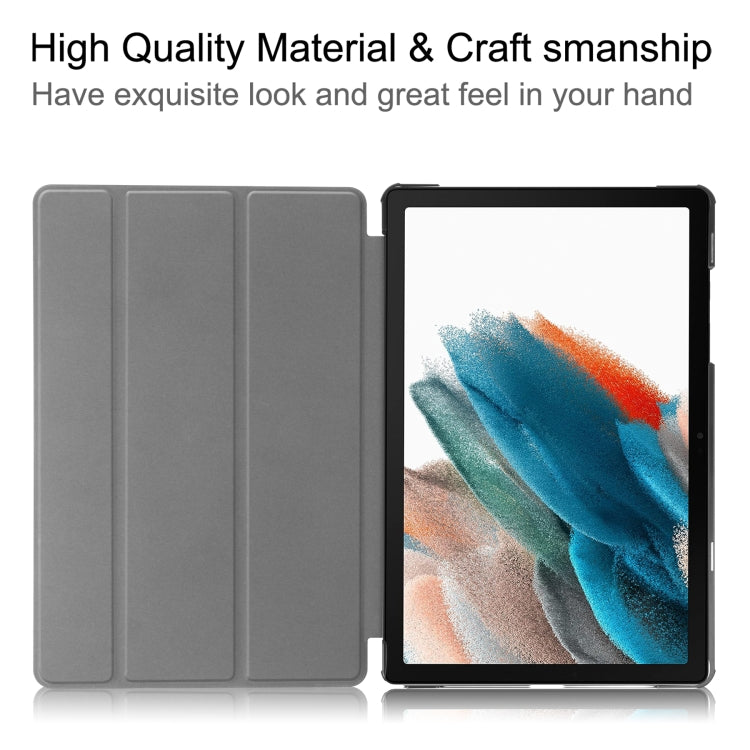 For Samsung Galaxy Tab A9 Custer Pure Color 3-Fold Holder Leather Tablet Case(Rose Gold) - Others by PMC TechLife | Online Shopping South Africa | PMC TechLife | Buy Now Pay Later Mobicred