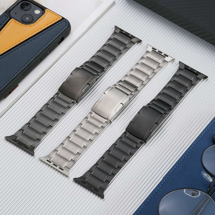 For Apple Watch Series 8 45mm Five Beads Turtle Buckle Titanium Steel Watch Band(Silver) - Watch Bands by PMC Jewellery | Online Shopping South Africa | PMC Jewellery