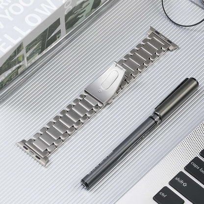 For Apple Watch Series 8 45mm Five Beads Titanium Steel Watch Band(Silver) - Watch Bands by PMC Jewellery | Online Shopping South Africa | PMC Jewellery