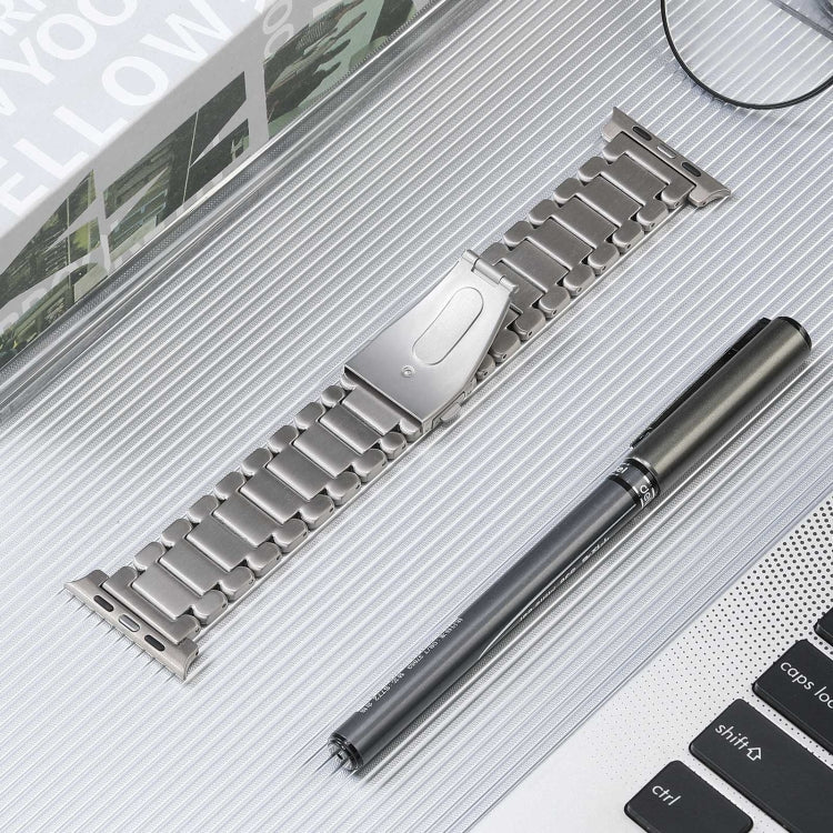 For Apple Watch Series 6 44mm Five Beads Titanium Steel Watch Band(Silver) - Watch Bands by PMC Jewellery | Online Shopping South Africa | PMC Jewellery