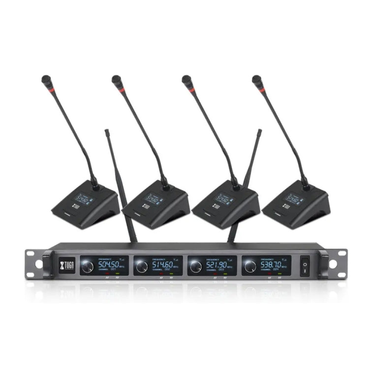 XTUGA A140-C Wireless Microphone System 4-Channel UHF Four Conference Mics(UK Plug) - free shipping - PMC Jewellery - Order now!