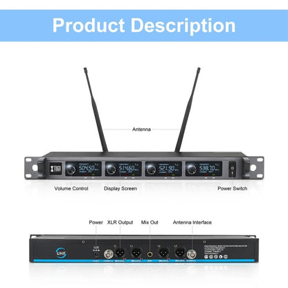 XTUGA A140-C Wireless Microphone System 4-Channel UHF Four Conference Mics(UK Plug) - Microphone by XTUGA | Online Shopping South Africa | PMC Jewellery | Buy Now Pay Later Mobicred