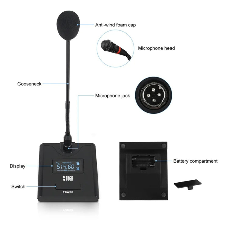 XTUGA A140-C Wireless Microphone System 4-Channel UHF Four Conference Mics(UK Plug) - Microphone by XTUGA | Online Shopping South Africa | PMC Jewellery | Buy Now Pay Later Mobicred