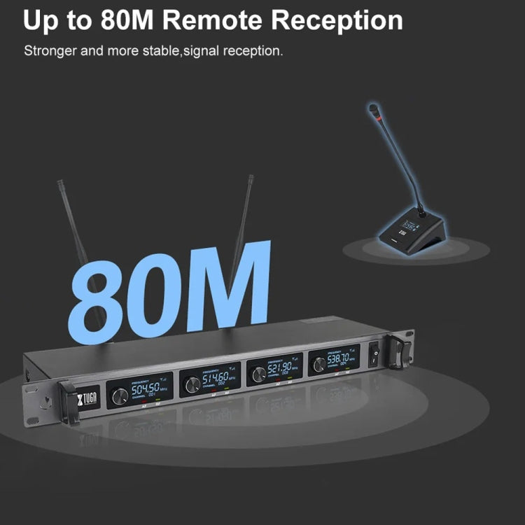 XTUGA A140-C Wireless Microphone System 4-Channel UHF Four Conference Mics(UK Plug) - Microphone by XTUGA | Online Shopping South Africa | PMC Jewellery | Buy Now Pay Later Mobicred