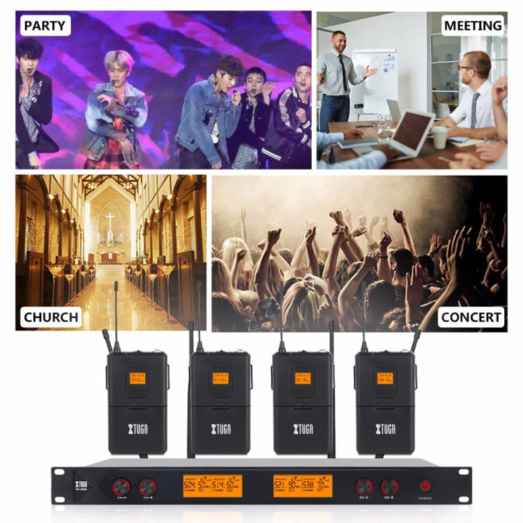 XTUGA A400-HB Professional 4-Channel UHF Wireless Microphone System with 2 Handheld & 2 Headset Microphone(US Plug) - Microphone by XTUGA | Online Shopping South Africa | PMC Jewellery | Buy Now Pay Later Mobicred