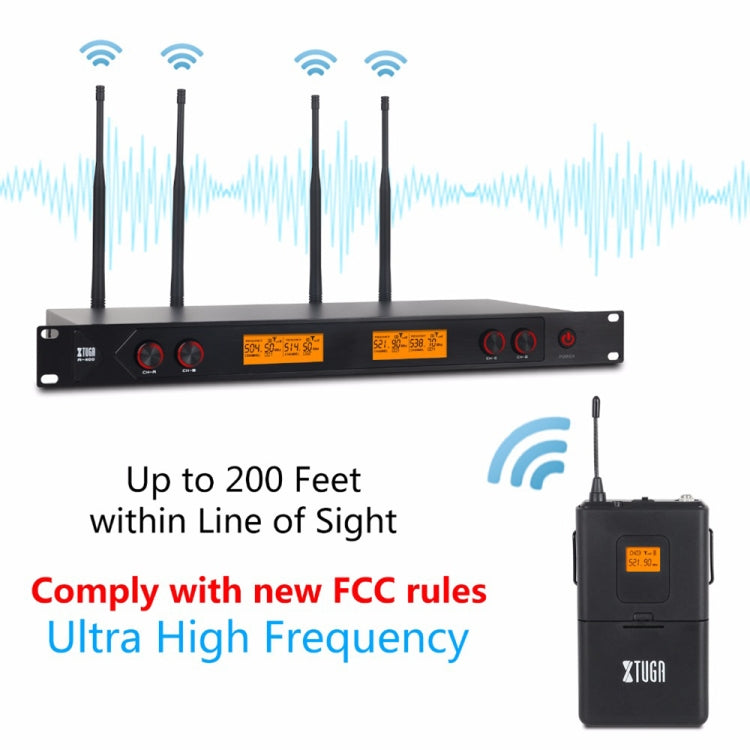XTUGA A400-B Professional 4-Channel UHF Wireless Microphone System with 4 BodyPack Lavalier Headset Microphone(AU Plug) - free shipping - PMC Jewellery - Order now!