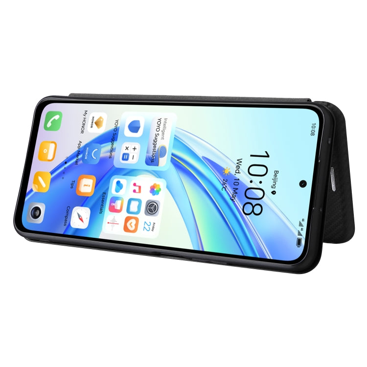For Honor X7b Carbon Fiber Texture Flip Leather Phone Case(Black) - Honor Cases by PMC TechLife | Online Shopping South Africa | PMC TechLife
