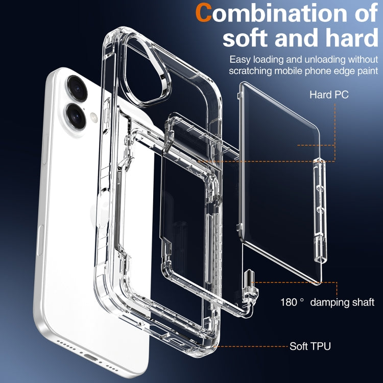 For iPhone 16 Crystal Clear Flip Card Slot Phone Case(Transparent) - iPhone 16 Cases by PMC Jewellery | Online Shopping South Africa | PMC Jewellery | Buy Now Pay Later Mobicred