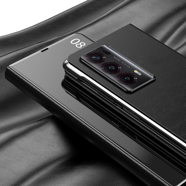 For Honor Magic V2 Electroplated Mirror Protective Phone Case with Holder(Silver) - Honor Cases by PMC TechLife | Online Shopping South Africa | PMC TechLife | Buy Now Pay Later Mobicred