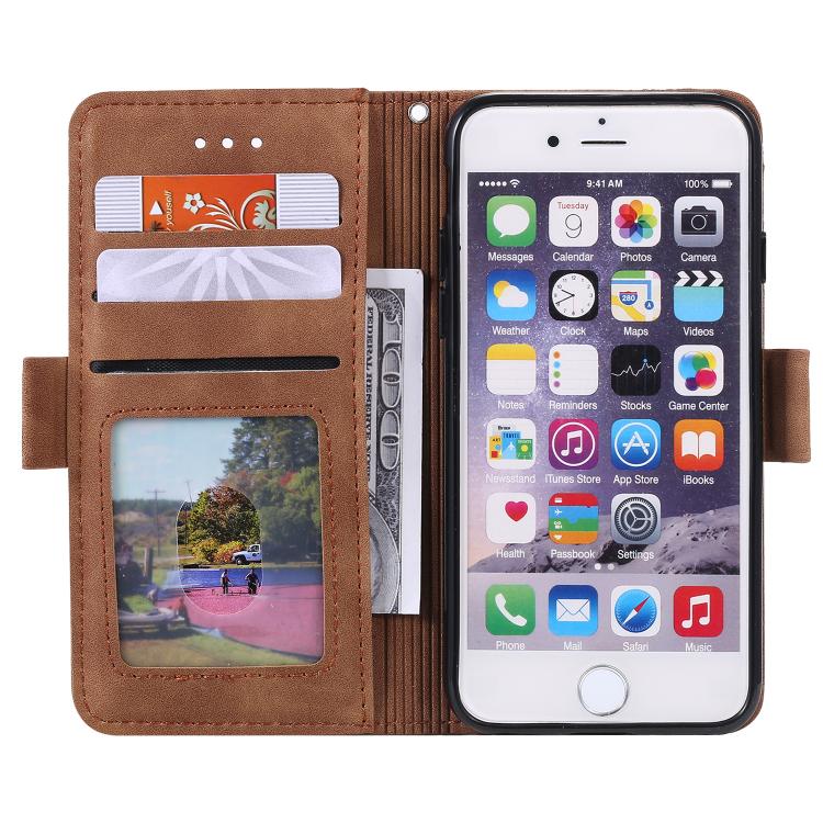 For iPhone 16e Retro Splicing Horizontal Flip Leather Phone Case(Blue) - iPhone 16e Cases by PMC TechLife | Online Shopping South Africa | PMC TechLife | Buy Now Pay Later Mobicred