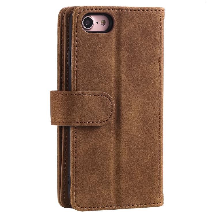 For iPhone 16e Nine Card Zipper Bag Leather Phone Case with Lanyard(Brown) - free shipping - PMC TechLife - Order now!
