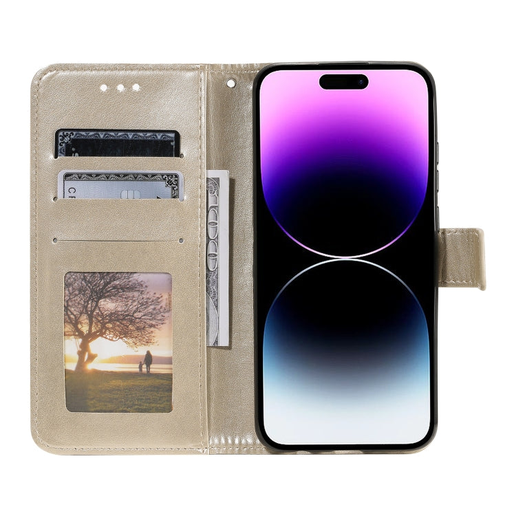For iPhone 16 Pro Totem Flower Embossed Leather Phone Case(Gold) - iPhone 16 Pro Cases by PMC TechLife | Online Shopping South Africa | PMC TechLife | Buy Now Pay Later Mobicred