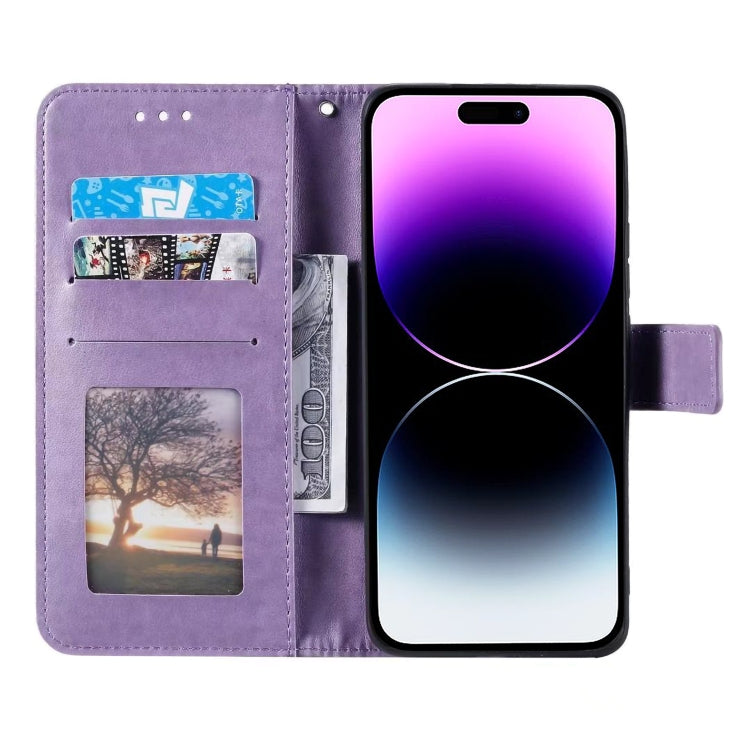 For iPhone 16 Pro Totem Flower Embossed Leather Phone Case(Purple) - iPhone 16 Pro Cases by PMC TechLife | Online Shopping South Africa | PMC TechLife | Buy Now Pay Later Mobicred