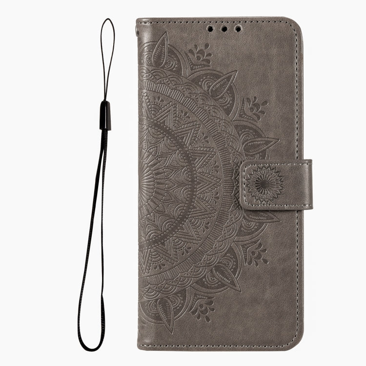 For iPhone 16 Plus Totem Flower Embossed Leather Phone Case(Grey) - iPhone 16 Plus Cases by PMC Jewellery | Online Shopping South Africa | PMC Jewellery | Buy Now Pay Later Mobicred