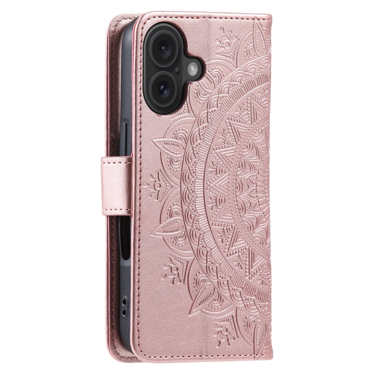 For iPhone 16 Plus Totem Flower Embossed Leather Phone Case(Rose Gold) - iPhone 16 Plus Cases by PMC TechLife | Online Shopping South Africa | PMC TechLife | Buy Now Pay Later Mobicred
