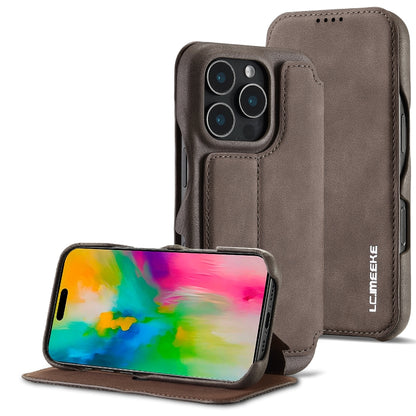 For iPhone 16 Pro Max LC.IMEEKE Hon Ancient Series Flip Leather Phone Case(Coffee) - iPhone 16 Pro Max Cases by LC.IMEEKE | Online Shopping South Africa | PMC Jewellery | Buy Now Pay Later Mobicred