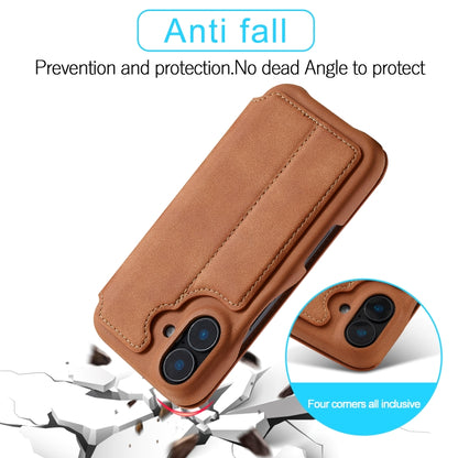 For iPhone 16 Plus LC.IMEEKE Hon Ancient Series Flip Leather Phone Case(Brown) - iPhone 16 Plus Cases by LC.IMEEKE | Online Shopping South Africa | PMC Jewellery | Buy Now Pay Later Mobicred