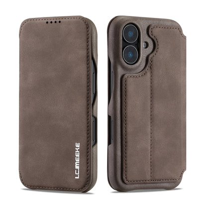 For iPhone 16 LC.IMEEKE Hon Ancient Series Flip Leather Phone Case(Coffee) - iPhone 16 Cases by LC.IMEEKE | Online Shopping South Africa | PMC Jewellery | Buy Now Pay Later Mobicred