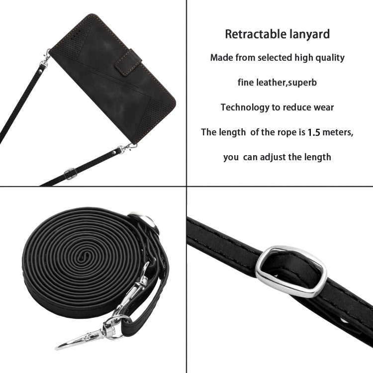 For OPPO A38 Dream Triangle Leather Phone Case with Lanyard(Black) - A38 Cases by PMC TechLife | Online Shopping South Africa | PMC TechLife | Buy Now Pay Later Mobicred