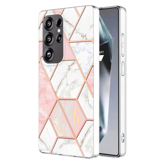 For Samsung Galaxy S25 Ultra 5G Electroplating Splicing Marble TPU Phone Case(Pink White) - Galaxy S25 Ultra 5G Cases by PMC Jewellery | Online Shopping South Africa | PMC Jewellery | Buy Now Pay Later Mobicred