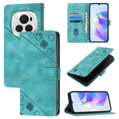 For Honor Magic6 Pro 5G Global Skin-feel Embossed Leather Phone Case(Green) - Honor Cases by PMC Jewellery | Online Shopping South Africa | PMC Jewellery | Buy Now Pay Later Mobicred