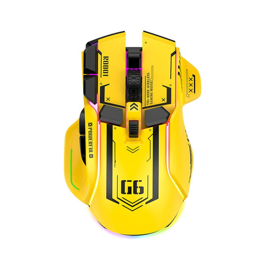 HXSJ G6 10 Keys RGB 12800DPI Tri-mode Wireless Gaming Mouse(Yellow) - Wireless Mice by HXSJ | Online Shopping South Africa | PMC Jewellery