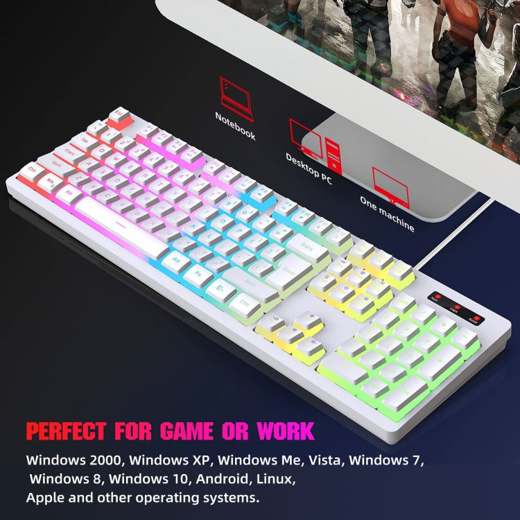 HXSJ L200+X100 Wired RGB Backlit Keyboard and Mouse Set 104 Pudding Key Caps + 3600DPI Mouse(Black) - Wired Keyboard by HXSJ | Online Shopping South Africa | PMC Jewellery | Buy Now Pay Later Mobicred