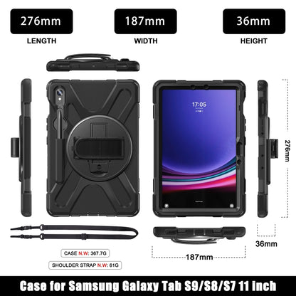 For Samsung Galaxy Tab S9 / S8 / S7 Rotary Handle Grab TPU + PC Tablet Case(Black) - Galaxy Tab S9 Cases by PMC Jewellery | Online Shopping South Africa | PMC Jewellery | Buy Now Pay Later Mobicred