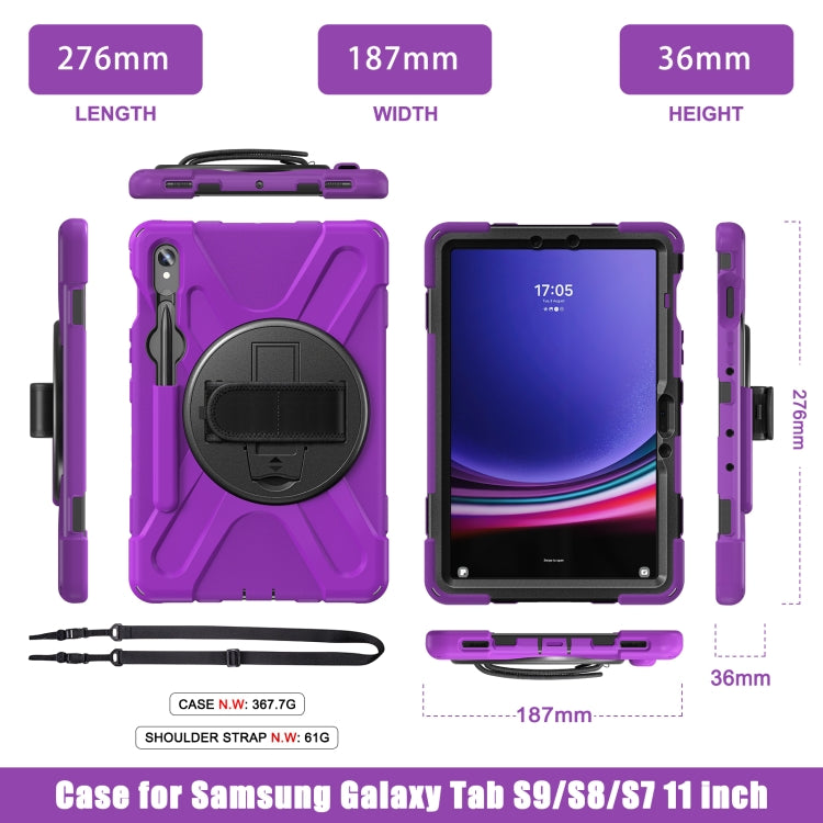 For Samsung Galaxy Tab S9 / S8 / S7 Rotary Handle Grab TPU + PC Tablet Case(Purple) - Galaxy Tab S9 Cases by PMC Jewellery | Online Shopping South Africa | PMC Jewellery | Buy Now Pay Later Mobicred