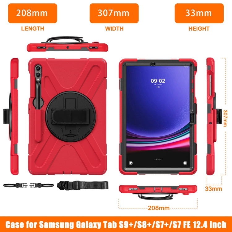 For Samsung Galaxy Tab S9+ / S8+ Rotary Handle Grab TPU + PC Tablet Case(Red) - Galaxy Tab S9+ Cases by PMC Jewellery | Online Shopping South Africa | PMC Jewellery | Buy Now Pay Later Mobicred