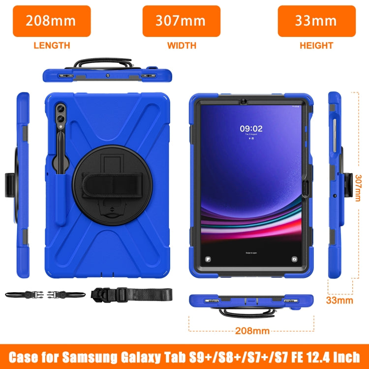 For Samsung Galaxy Tab S9+ / S8+ Rotary Handle Grab TPU + PC Tablet Case(Blue) - Galaxy Tab S9+ Cases by PMC Jewellery | Online Shopping South Africa | PMC Jewellery | Buy Now Pay Later Mobicred