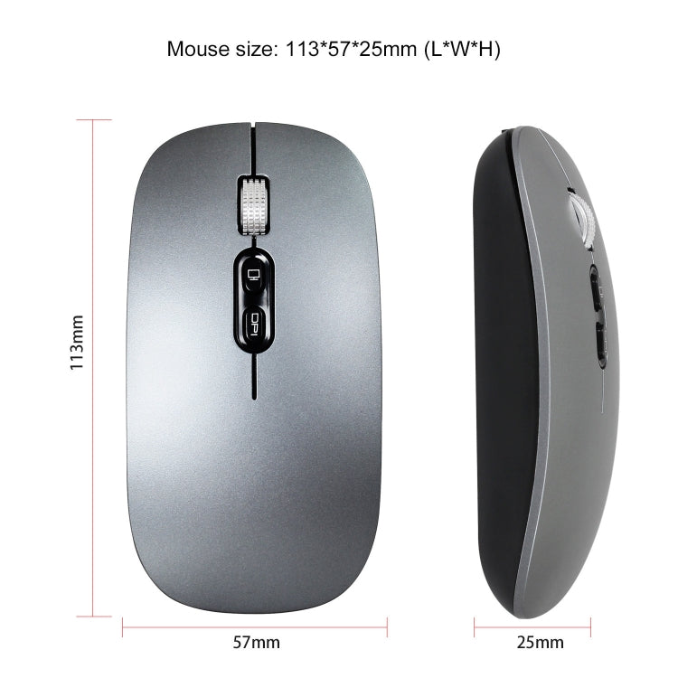 HXSJ M103 1600DPI Dual Mode 2.4GHz + Bluetooth 5.1 Wireless Rechargeable Mouse(Grey) - Wireless Mice by HXSJ | Online Shopping South Africa | PMC Jewellery