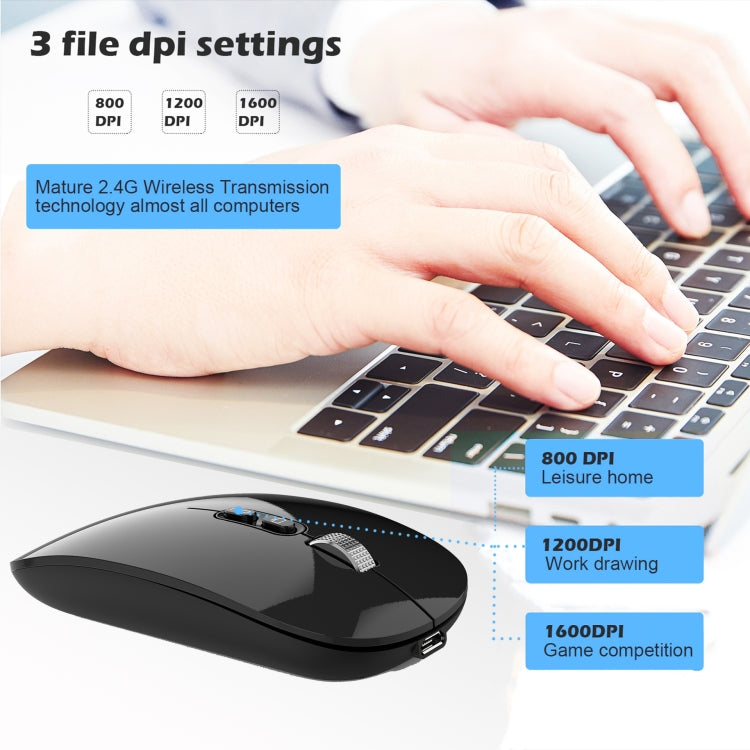 HXSJ M103 1600DPI Dual Mode 2.4GHz + Bluetooth 5.1 Wireless Rechargeable Mouse(Grey) - Wireless Mice by HXSJ | Online Shopping South Africa | PMC Jewellery