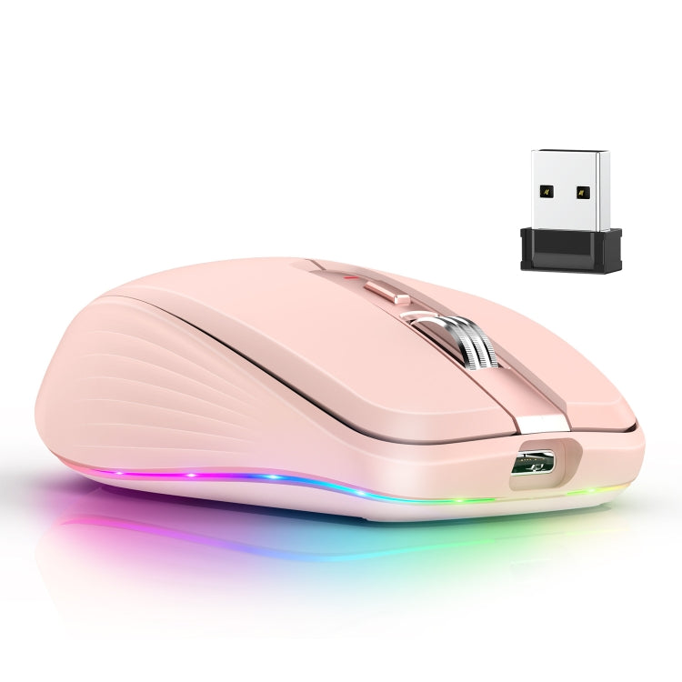 HXSJ M303 2400DPI Dual Mode 2.4GHz + Bluetooth 5.1 Wireless Mouse(Pink) - Wireless Mice by HXSJ | Online Shopping South Africa | PMC Jewellery | Buy Now Pay Later Mobicred