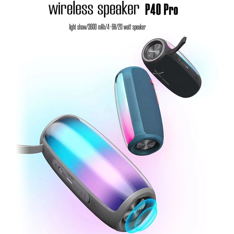 HOPESTAR P40 Pro IPX6 Waterproof RGB Light Wireless Bluetooth Speaker(Grey) - Waterproof Speaker by HOPESTAR | Online Shopping South Africa | PMC Jewellery | Buy Now Pay Later Mobicred