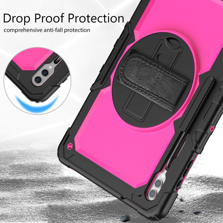 For Samsung Galaxy Tab S9 Ultra / S10 Ultra Silicone Hybrid PC Tablet Protective Case(Black+Rose Red) - free shipping - PMC Jewellery - Order now!