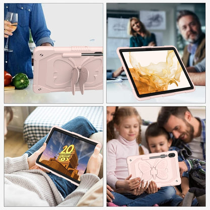 For Samsung Galaxy Tab S9 Butterfly Kickstand Heavy Duty Hard Rugged Tablet Case(Rose Pink) - Galaxy Tab S9 Cases by PMC Jewellery | Online Shopping South Africa | PMC Jewellery | Buy Now Pay Later Mobicred