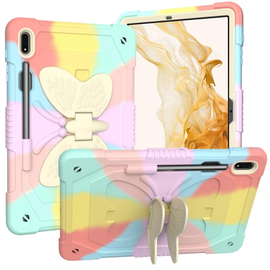 For Samsung Galaxy Tab S9+ Butterfly Kickstand Heavy Duty Hard Rugged Tablet Case(Colorful Rose Gold) - Galaxy Tab S9+ Cases by PMC Jewellery | Online Shopping South Africa | PMC Jewellery | Buy Now Pay Later Mobicred