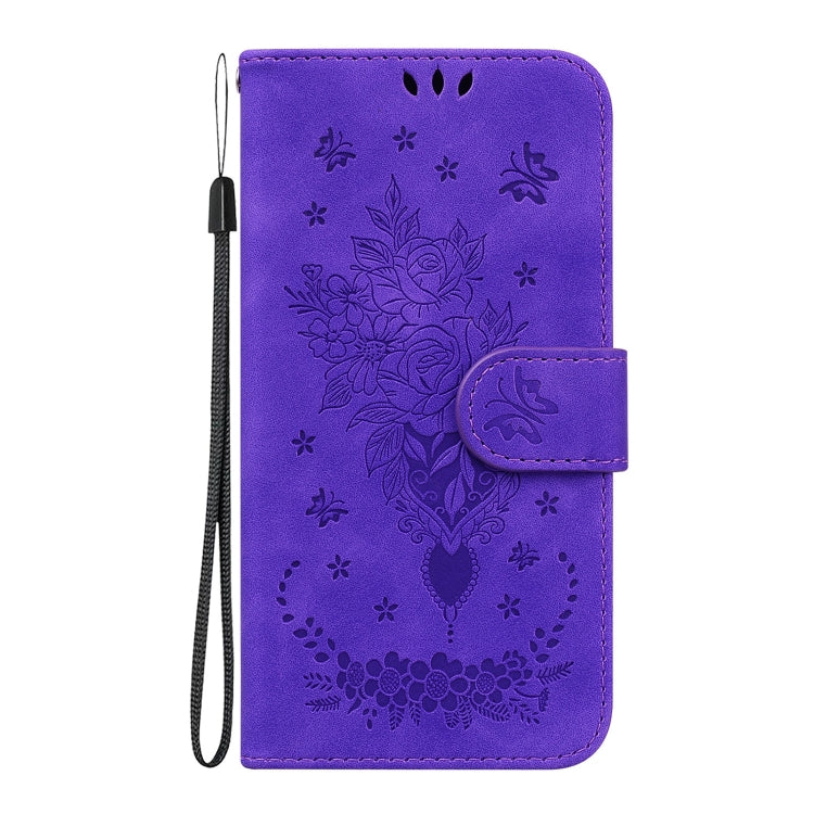 For Honor Magic6 Pro Butterfly Rose Embossed Leather Phone Case(Purple) - Honor Cases by PMC Jewellery | Online Shopping South Africa | PMC Jewellery | Buy Now Pay Later Mobicred