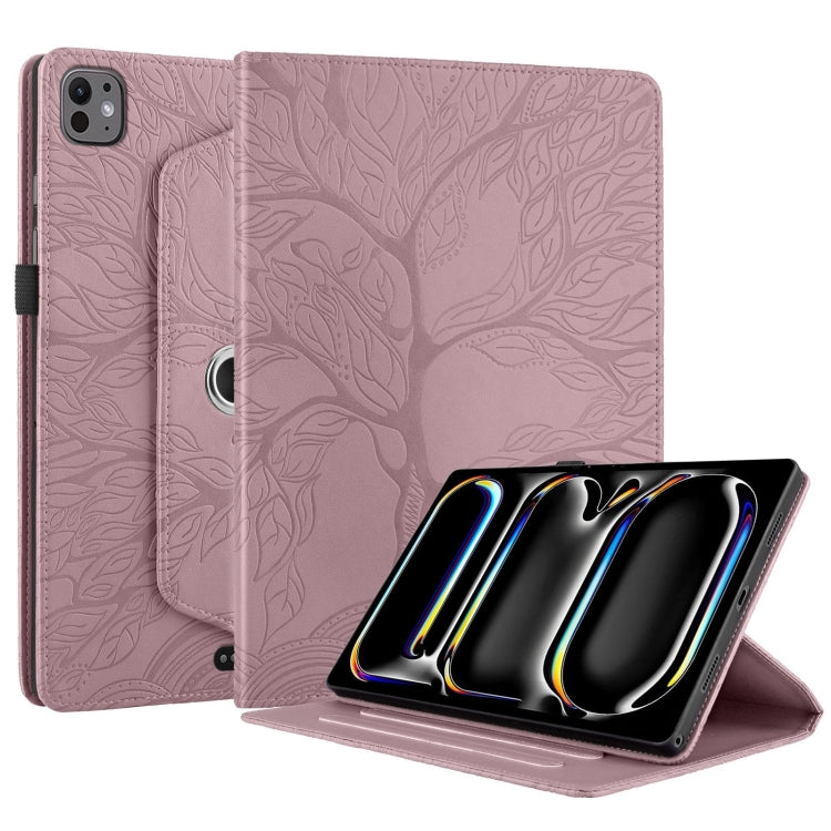 For iPad Pro 11 2024 Tree Life Embossed Rotation Leather Smart Tablet Case(Rose Gold) - iPad Pro 11 2024 Cases by PMC Jewellery | Online Shopping South Africa | PMC Jewellery | Buy Now Pay Later Mobicred