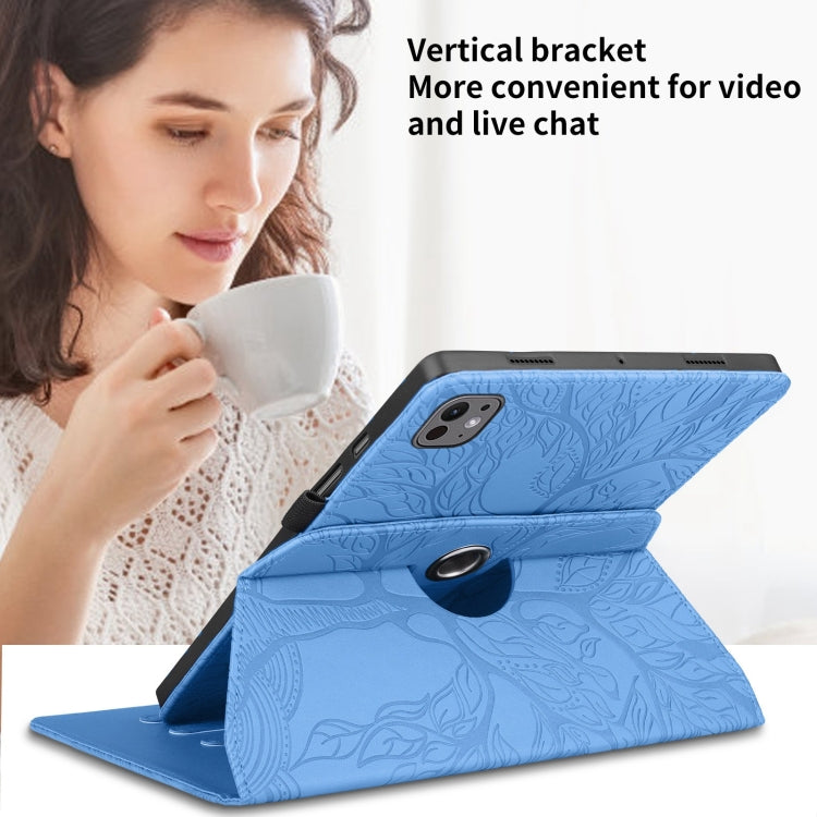 For iPad Pro 11 2024 Tree Life Embossed Rotation Leather Smart Tablet Case(Blue) - iPad Pro 11 2024 Cases by PMC TechLife | Online Shopping South Africa | PMC TechLife | Buy Now Pay Later Mobicred
