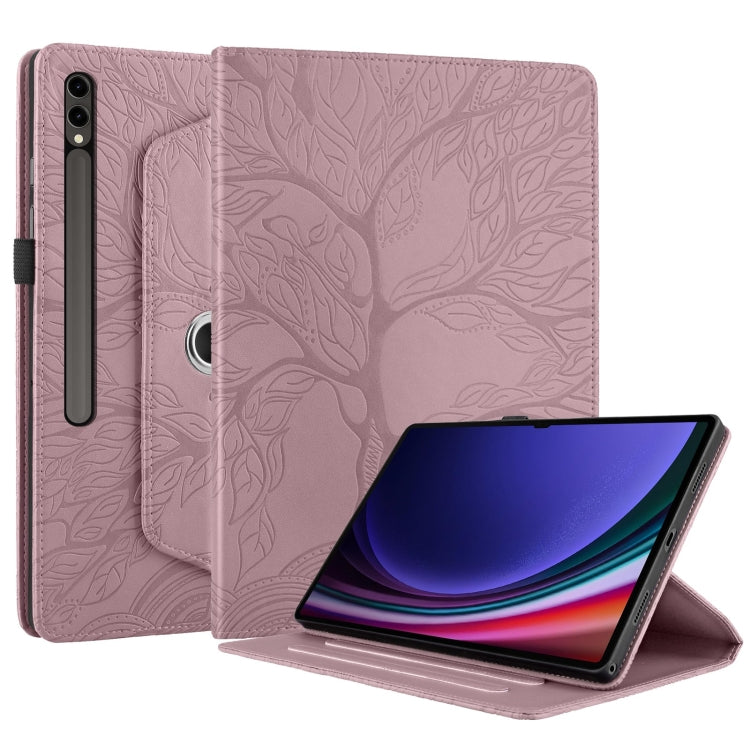 For Samsung Galaxy Tab S9 Ultra/S8 Ultra Tree Life Embossed Rotation Leather Tablet Case(Rose Gold) - Galaxy Tab S9 Ultra Cases by PMC Jewellery | Online Shopping South Africa | PMC Jewellery | Buy Now Pay Later Mobicred