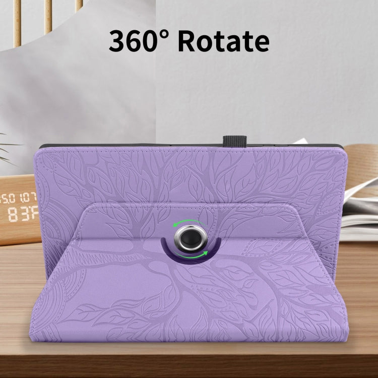 For Amazon Kindle Fire HD8 2022 / 2020 Tree Life Embossed Rotation Leather Tablet Case(Purple) - free shipping - PMC TechLife - Order now!