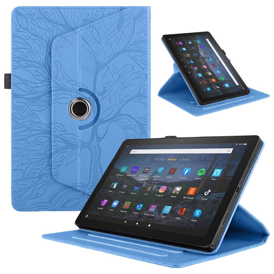 For Amazon Kindle Fire HD8 2022 / 2020 Tree Life Embossed Rotation Leather Tablet Case(Blue) - Amazon by PMC Jewellery | Online Shopping South Africa | PMC Jewellery | Buy Now Pay Later Mobicred